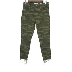 Lucky Brand Green Camo Bridgette Crop Raw Hem Jeans‎ Size 6/28